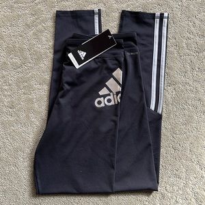 Girls adidas spandex leggings. Brand new w/tags. Black w/silver logo and stripes